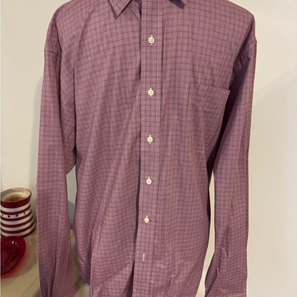 NWOT Men's Long-Sleeve Button-Up Shirt in Mauve Plaid